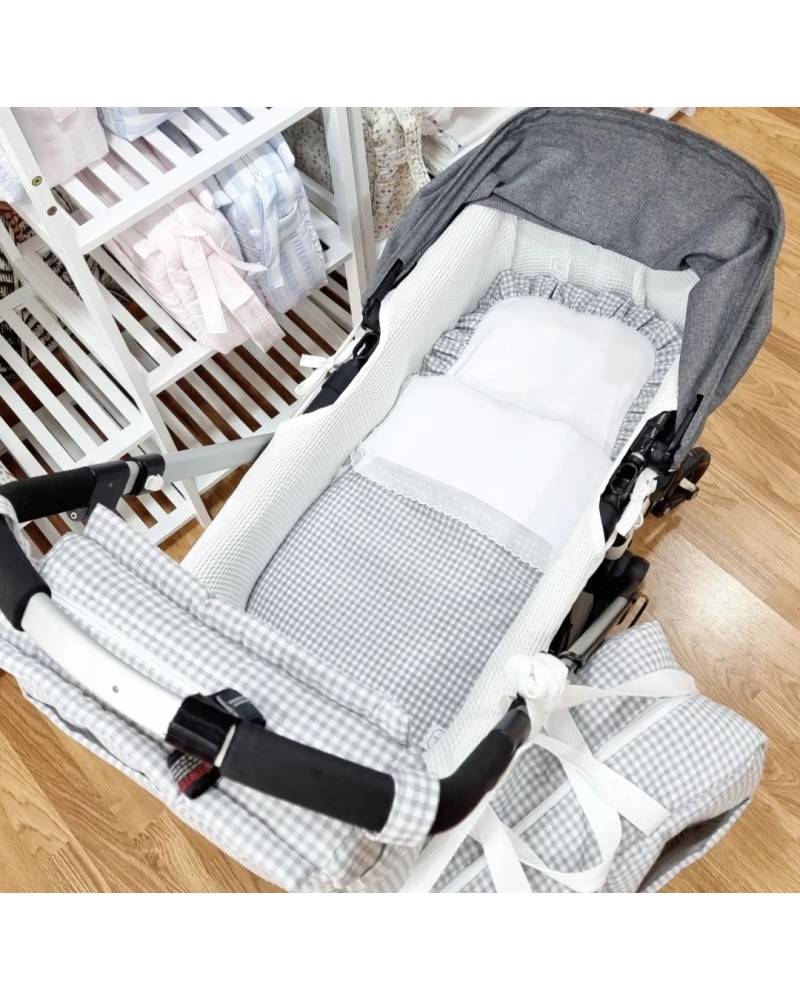 Saco capazo con relleno extraíble Vichy Gris